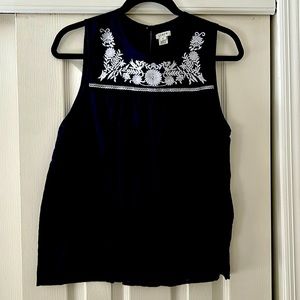 J Crew Sleeveless Top with Embroidered Details